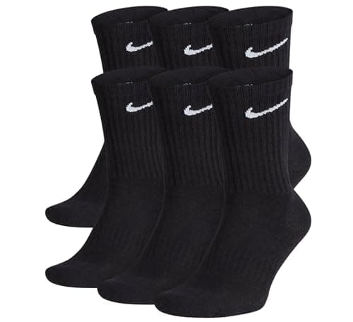 Image of NIKE Performance Cushion Crew Socks With Band (6 Pairs), Black/White, Large