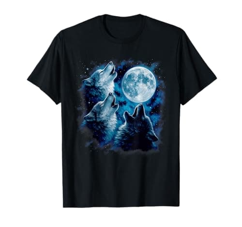 Image of Vintage Wolf Howling at The Moon Wildlife Wolves Lovers Men T-Shirt