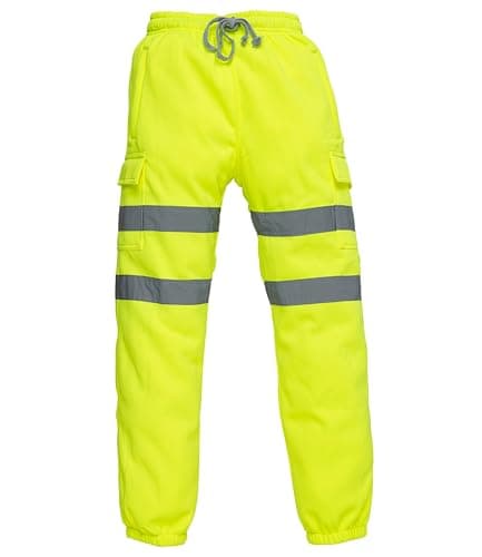 Image of Brook Hi Vis Yoko Reflective High Vis Safety Joggers – Soft Polyester Work Utility & Safety Trousers with Zip Pockets in 6 Colours - Mens Work Trousers (UK, Alpha, XL, Regular, Regular, Yellow)