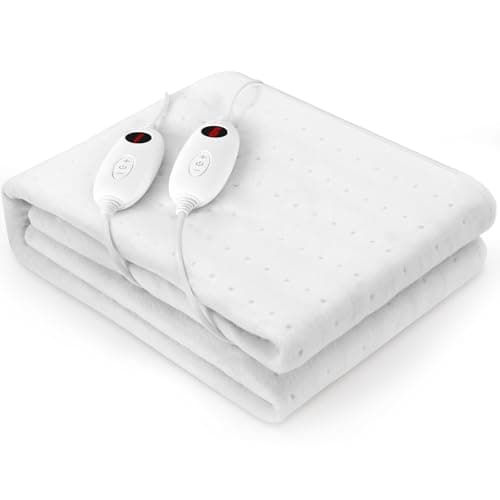 Image of TLGREEN 160*140cm Double Electric Blanket, 6 Heat Levels, 100W with 8H Auto Swich-Off, Machine Washable & Overheat Protection Heated underblanket with Dual Control, Mattress Warmer with Elastic Straps