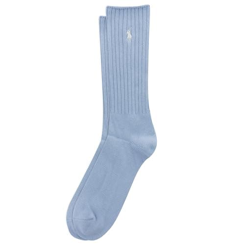 Image of POLO RALPH LAUREN Men's Cotton Rib Crew Socks, Light Blue, 4.5-12.5 UK