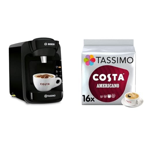 Image of Tassimo by Bosch Suny 'Special Edition' TAS3102GB Coffee Machine,1300 Watt, 0.8 Litre - Black With Costa Americano Bundle x 80 drinks