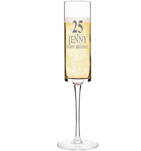Image of ukgiftstoreonline Modern & Elegant Personalised Tall Birthday Champagne Prosecco Glass Gift for Her 18th, 21st, 30th, 40th, 50th
