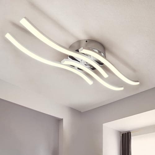 Image of Sweier LED Ceiling Light 28W, 2800LM Bright Light Fittings Ceilings with Remote Dimmable 10%-100%/3000K/4000K/6000K, Silver Modern Ceiling Lights for Kitchen, Hallway, Living Room, Bedroom