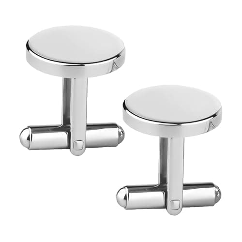Image of 2Pcs Set of Mens Cufflinks, Classic Groomsmen Cuff Links Mens, Suitable for Father, Husband, Boyfriend, Anniversary, Birthday Gift, Simple and Stylish, Suitable for Classic Round Cufflinks (Silver)