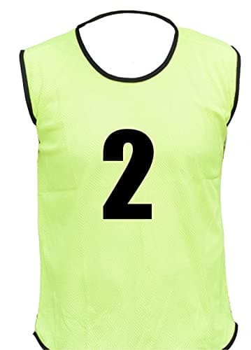 Image of 10 MESH BIBS FOOTBALL TRAINING SPORTS BIBS NUMBERED (2-11 OR number of your choice) Front/Back OR Front & Back (Yellow (Front & Back), Youth (Men's Small-Medium))