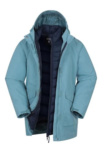 Image of Mountain Warehouse Alaskan Kids Waterproof 3-in-1 Jacket Teal Kids Size 7-8 Years
