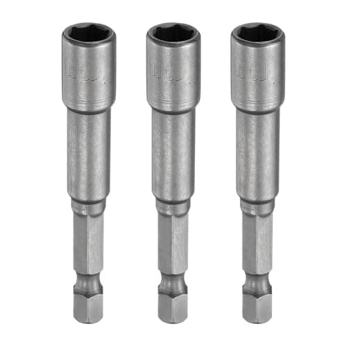 Image of sourcing map 3pcs Hex Nut Driver Drill Bit 7mm Metric 6-Point Socket 1/4" Hex Shank Magnetic Setter CR-V Steel Bolt Sockets for Power Drills Impact Drivers, 2.56" (65mm) Long