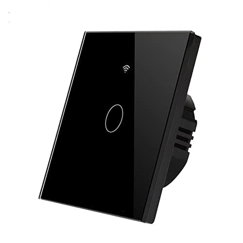 Image of ENER-J Smart WiFi Touch Light Switch 1 Gang No Neutral Wire Required Black Glass Panel Remote App Control Works with Alexa and Google Home 3000W Max Load Retrofit Design Includes Mini Adapter