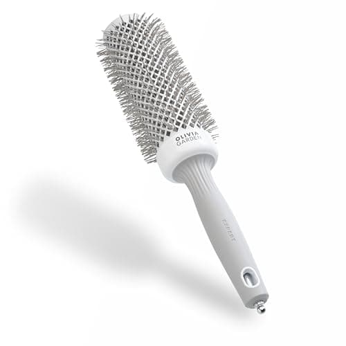 Image of Olivia Garden Expert Blowout Speed – White & Grey - 45 - Ceramic Coated Round Brush with Extra Long Barrel for 25% Faster Blowouts