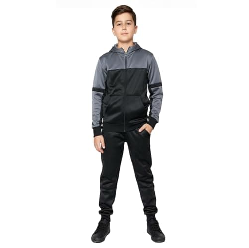 Image of Boy's Tracksuit Hoody & Jogger Set Poly (UK, Age, 11 Years, 12 Years, Regular, As-Black/Steel)