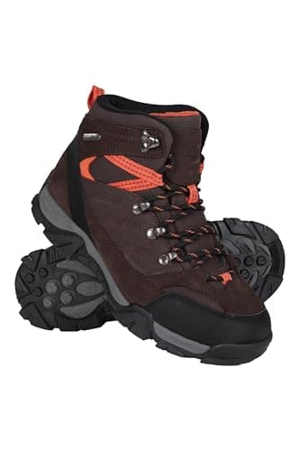 Image of Mountain Warehouse Trail Kids Waterproof Boots - Synthetic Mesh Upper Girls & Boys Shoes, EVA Footbed, High Traction - Best for Spring Summer, Hiking & Outdoors Brown Kids Shoe Size 13