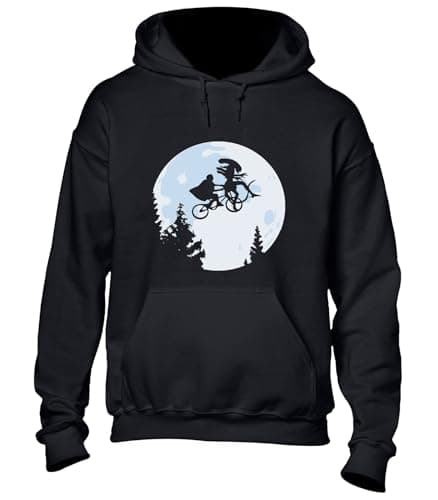 Image of Crown Designs Alien Moon Silhouette Sci Fi Movie Film Inspired Premium Quality Unisex Hoodies for Men, Women and Teens - Black/M