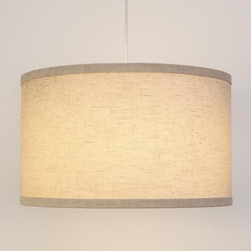 Image of ZEONX 16" (40cm) Beige Linen Drum Lamp Shade – Extra Large Lampshade for Ceiling Lights, Table & Floor Lamps, Compatible with E26 and E27, Easy Fit for Living Room, Bedroom, Office, Kitchen & Hallway