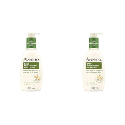 Image of Aveeno Daily Moisturising Body Lotion for Sensitive Skin 300 ml, Pack of 2 - Nourishing Hydration with Skin Barrier Protection for Soft, Healthy Skin