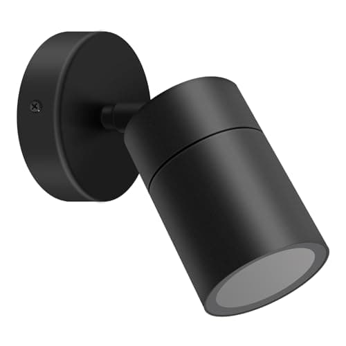 Image of Kerry Outdoor Wall Lights, IP65 Waterproof Outside Lighting Mains Powered, External Black Stainless Steel Adjustable Spotlights, Exterior Wall Mount Sconce Downlight for Front Door, Proch (Bulb Excl.)