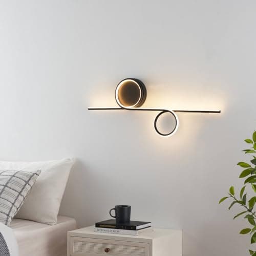 Image of KOSILUM – Minimalist Black LED Double Circle Wall Light – Celi – Warm White Light Lighting Living Room Bedroom Kitchen Hallway – – Integrated LED – IP20