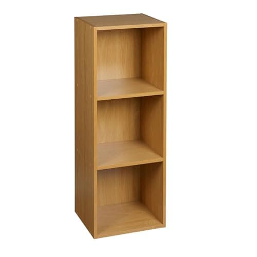 Image of URBNLIVING Tier Wooden Bookcase Shelving Display Storage Shelf Unit Wood Shelves (Beech, 3 Shelf)