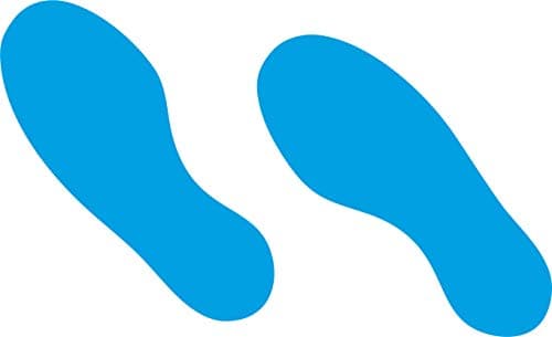 Image of Floor Signalling Feet Sign Vinyl Stickers - Social Distancing, Pack of 8 (4 Left & 4 Right) (Sky Blue)