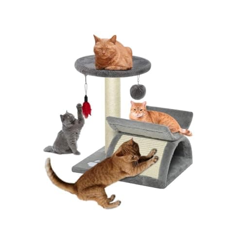 Image of ADEPTNA Cat Tree Scratching Scratcher Post Tunnel Bed Kitten - Cat Tree Tower Activity Centre for Playing Relax and Sleep