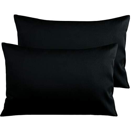 Image of NTBAY 2 Pack 500 Thread Count 100% Egyptian Cotton Pillow Cases, Super Soft Cozy and Breathable Envelope Closure Standard Pillowcases, 50x75 cm, Black