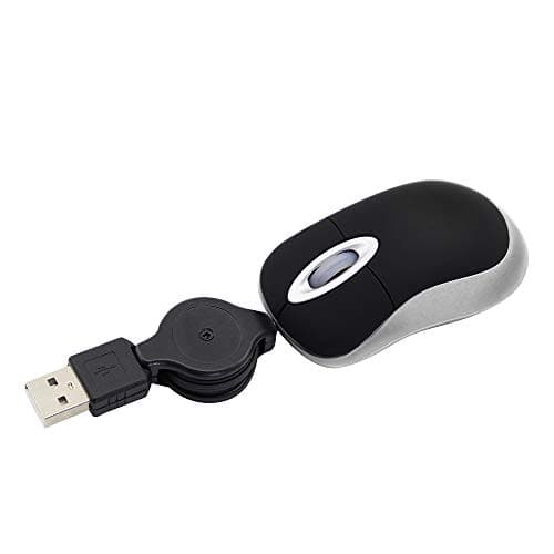 Image of Mini Wired Mouse Retractable 70cm USB Cable, Ergonomic Portable Tiny Small Pocket Travel Optical Mice, for Children Kids Small Hands for PC Laptop Notebook Computer Office Desktop Accessories (Black)