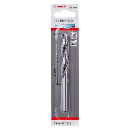 Image of Bosch Professional PointTeQ HSS Twist Drill Bit (for Metal, 8 x 75 x 117 mm, Accessories for Drill Driver)