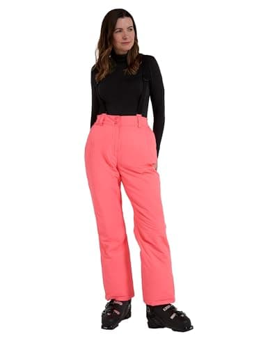 Image of Mountain Warehouse Moon Womens Ski Pants - Isotherm, Microfibre Insulated & Snowproof Trousers, Adjustable Waist & Detachable Braces - for Skiing, Snowboarding Bright Pink Women's Size 18