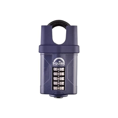 Image of Squire Heavy Duty Padlock (CP60CS) - Toughest Closed Shackle - 5 Wheel Combination Padlock - Alloy Steel for Corrosion Resistance - Weatherproof Lock for Home, School & Garage (Blue, 60 mm)