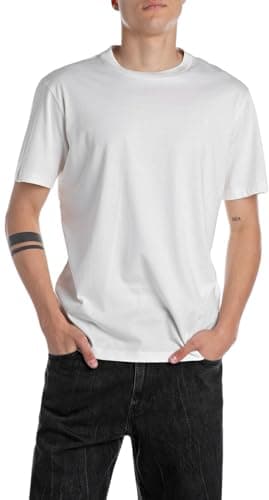 Image of Replay Men's M3097 T-Shirt, 011 Natural White, S
