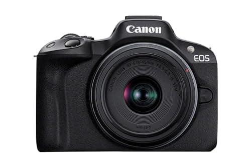 Image of Canon EOS R50 + RF-S 18-45mm F4.5-6.3 IS STM Lens - Compact Mirrorless Digital Camera - 24.2 MP, UHD 4K Video, APS-C Sensor - 15 FPS Continuous Shooting - Vari-Angle Touchscreen - Bluetooth & Wi-Fi