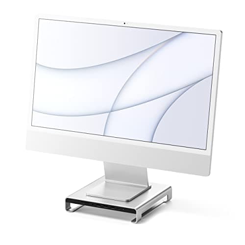 Image of SATECHI Type-C Aluminium Monitor Stand Hub with USB-C Data, USB 3.0, Micro/SD Card Slots & 3.5mm Headphone Jack for Apple Studio Display, iMac, iMac Pro (Silver)