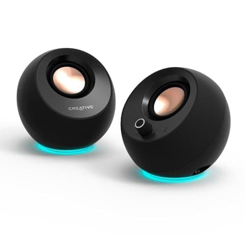 Image of CREATIVE Pebble Pro Minimalist 2.0 USB-C Computer Speakers with Bluetooth 5.3 and Customizable RGB Lighting, Clear Dialog and BassFlex Tech, USB Audio, Headset Port, for PC and Mac