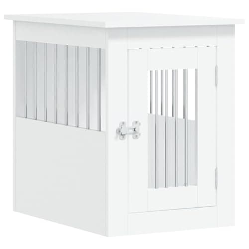 Image of 'vidaXL Dog Crate End Table - Multifunctional Furniture with Durable Engineered Wood, Safety Lockable Door, Ideal for Living Room - White