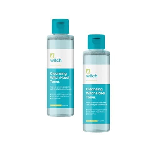 Image of Witch Hazel Toner 2 x 200ml Pack. Natural Witch Hazel Infused Toner and Micellar Water with Anti-inflammatory Salicylic Acid. Fragrance Free