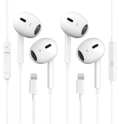 Image of iPhone Wired Earbuds Earphones 2 Pack, APPLE MFi Certified In Ear Lightning Headphones Compatible with iPhone 14/13/12/11/8/7/X/Pro/Pro Max iPad (White)
