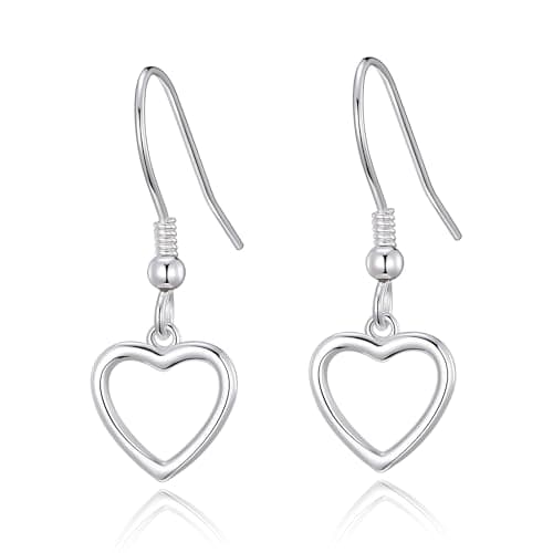 Image of Philip Jones Sterling Silver Heart Drop Earrings