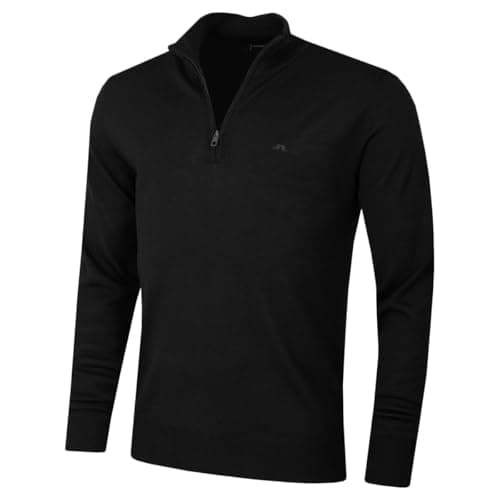 Image of J.Lindeberg Mens Merino Blend 1/2 Zip Sweater - Black - L