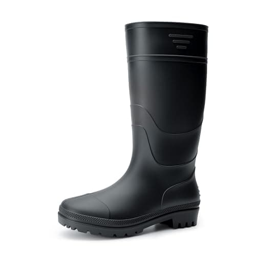 Image of Bruno Marc Men's Wellington Boots Waterproof Mid-Calf Rubber Work Rain Boots for Gardening, Dog Walking, Car Washing,Size 7,All Black,BMEMRB2503