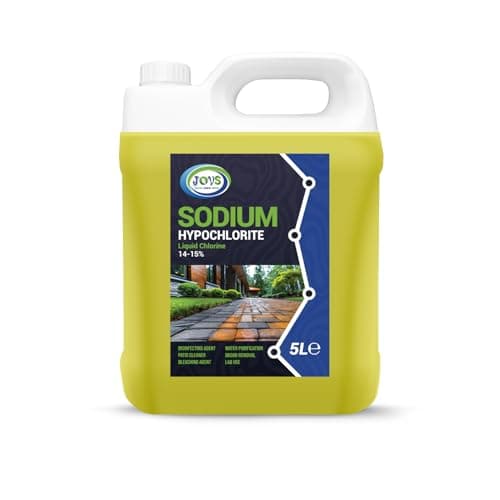 Image of JOVS Sodium Hypochlorite 5 Litre – High Strength (14-15%) Driveway & Patio Cleaner – Concrete, Brick, Slab, UPVC, Roof & Fence Cleaner – Black Spot, Oil Stain & Odour Remover – Bleaching Agent