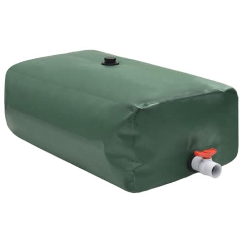 Image of vidaXL Green PVC Foldable 500L Water Tank with Tap - Portable, Durable Container for Rainwater Collection, Gardening & Outdoor Use