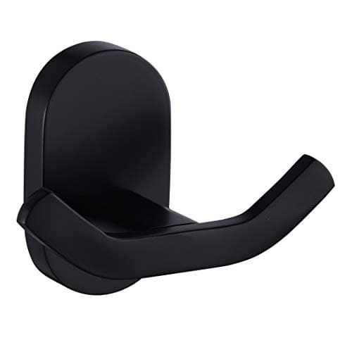 Image of BOOKARROW Matte Black Bathroom Towel Hooks, Wall Mounted Heavy Duty Robe or Door Hook, Screw Fixed Coat Hanger in Bedroom or Kitchen 7113B
