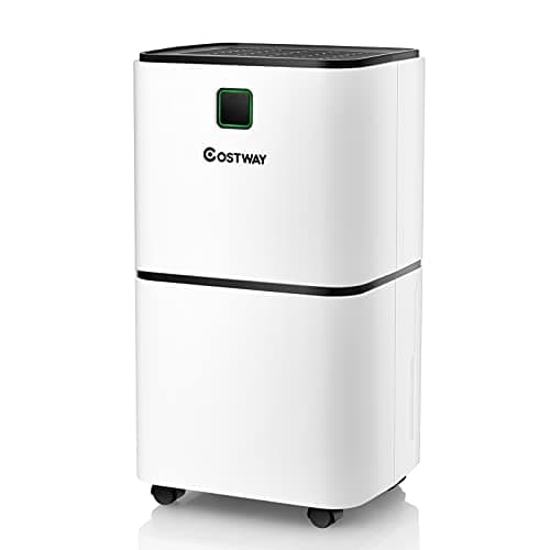 Image of COSTWAY 12L/Day Dehumidifier with Digital Control Panel, Continuous Drainage, Laundry Drying, 3 Modes, Timer & Child Lock, Portable Dehumidifiers for Home Damp (12H Timer, 26x22x47cm)