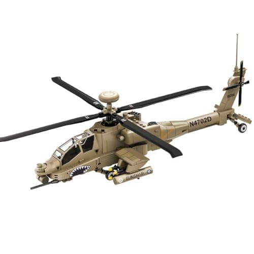 Image of WANGE Apache AH-64 Helicopter Model To Build With Construction Blocks. Aeromodelling Model 1:48. Attack Helicopter.