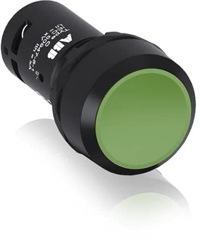 Image of ABB CP1-10G-11 Compact Pushbutton, Momentary, Flush, Green, Non-Illuminated, Black Plastic, 1NO+1NC (ABB1SFA619100R1072)