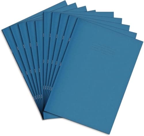 Image of Rhino Oversized Exercise Books, 80-Page / 10mm Squared Paper Notebook, 50-Pack, 13 x 9 Writing Book, Office & School Stationery Supplies, Light Blue
