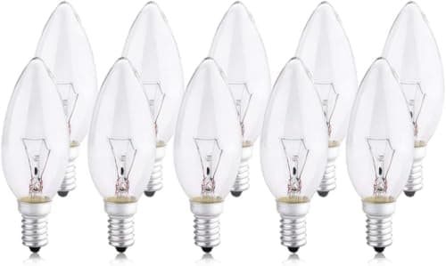Image of B4U Pack of 10 Small Screw Candle Bulbs 40Watt, Clear Edison Screw in Bulb SES /E14, 240V
