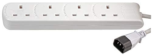 Image of PRO ELEC PEL01209 IEC C14 Plug to 4-Gang mains Extension Lead 2m, White