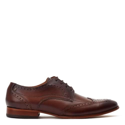 Image of Base London Mens Barbera Waxy Brown Leather Brogue Shoes UK 12