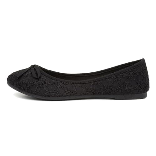 Image of Lilley Gwen Womens Black Lace Slip On Ballerina - Size 5 UK - Black